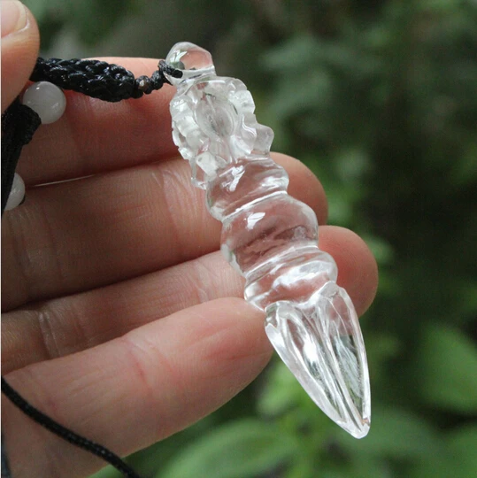 

A 410Clear Natural crystal buddhist Meditation amulet Dorje Phurba pendant (0601)