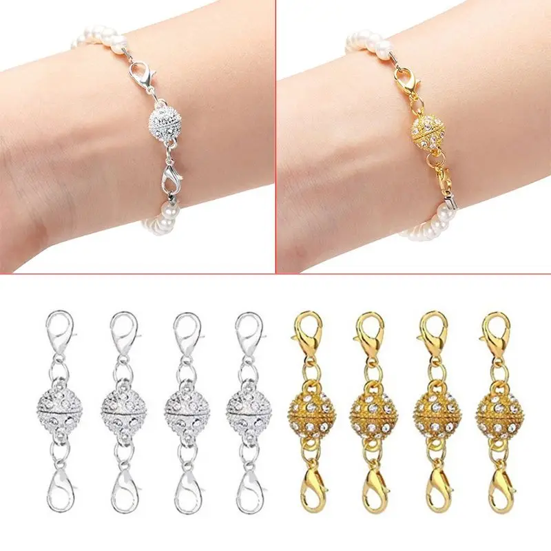 

16 Pcs DIY Jewelry Cylindrical Ball Magnetic Buckle Necklace Lobster Buckles Set Rhinestone Jewelry Bracelet Accessories