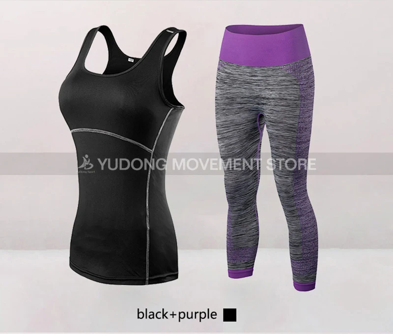 Fitness Clothing Stripe Sleeveless Tennis Yoga Vest+Pants Running Tight Jogging Workout Clothes For Women Tracksuit Sport Suit 20