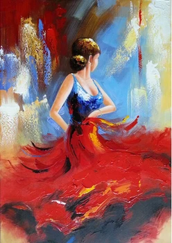 

Art - Flying Skirt 100% Hand-painted Modern Wall Art for Home decoration Abstract Girl Dancing Oil Painting on Canvas Art Work