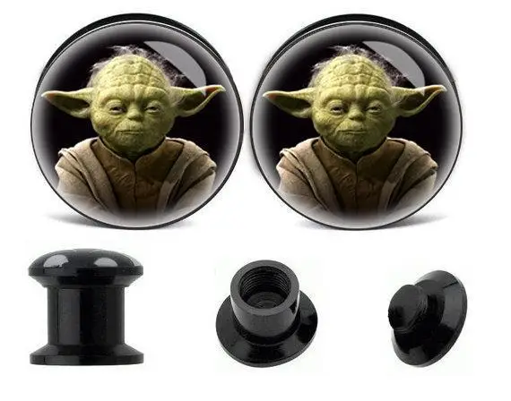 

160pcs/lot Black UV Ear Plug Flesh Tunnel With ET Logo Piercing Body Jewellery Ear Tapers Streching 4-16mm