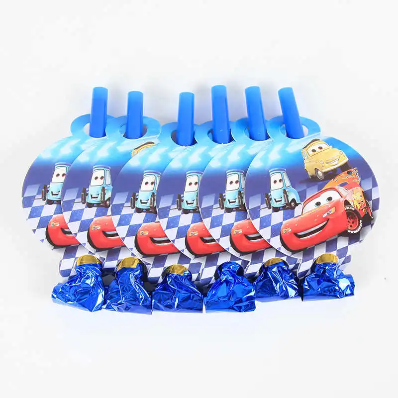 6pcs blow out Баннер/флаг шляпа соломенная Конфета попкорн коробка Автомобили освещение mcqueen Дети День рождения набор украшения вечерние принадлежности бумажный стаканчик, тарелка - Цвет: 6pcs blow out
