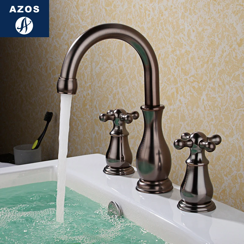 

Azos Split FaucetSoft Basin Brass ORB Cold and Hot Switch Rotatable Bathroom Below Counter Basin Balcony Double Handle Three Hol