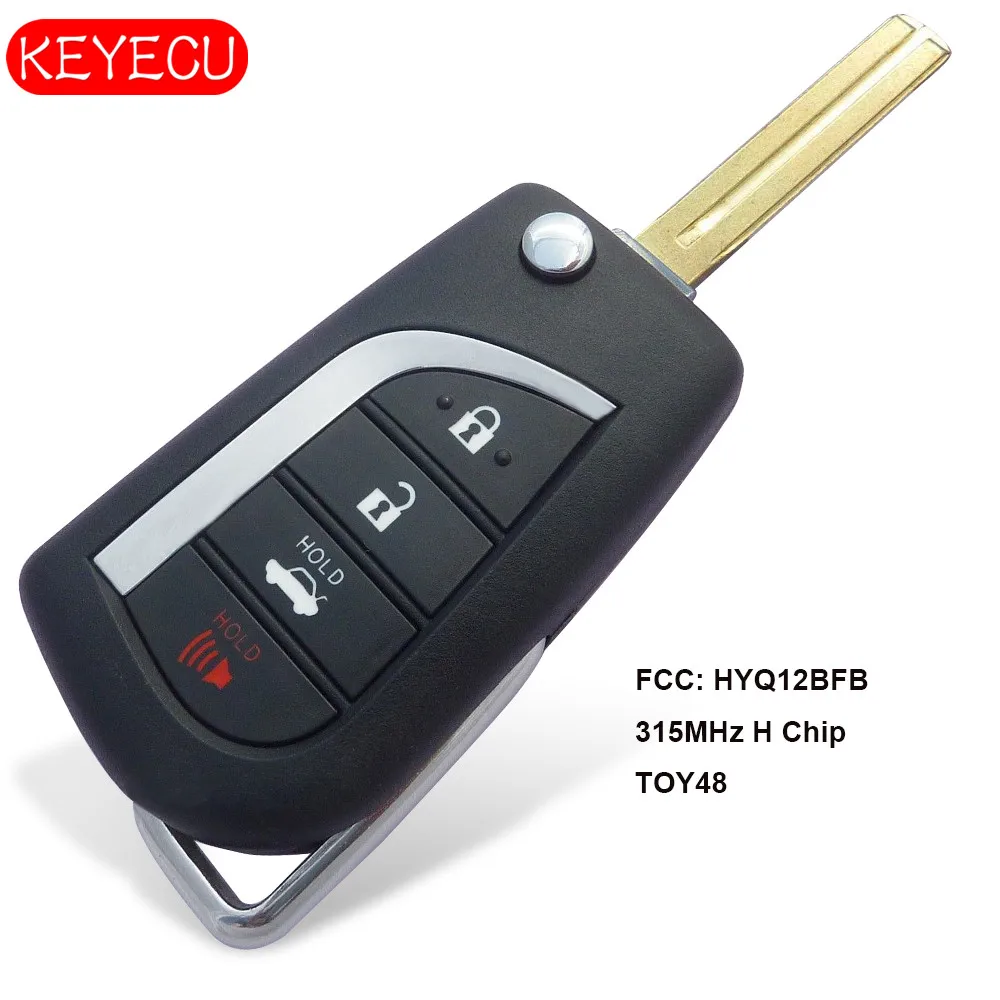 

Keyecu Flip Remote Key 4 Button 315MHz H Chip Car Key for Toyota Camry 2018 TOY48 Blade FCC: HYQ12BFB
