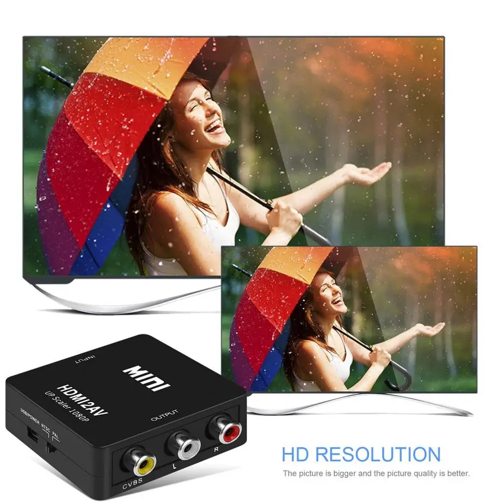 

Mini Flexible Portable High Bandwidth Capability HDMI To AV Adapter HDMI2AV 1080P HD Video Converter Box with Charge Cable