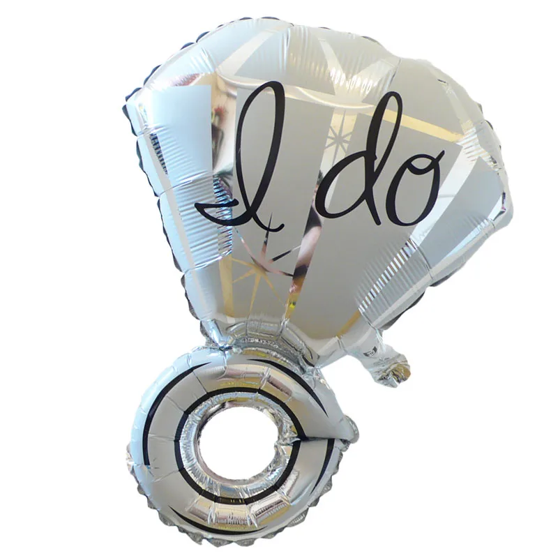 silver i do ring 1 шт. свадебные украшения из фольги для жениха и невесты, воздушные шары для свадьбы, для мальчиков и девочек, гелиевые шары для любви, вечерние игрушки на День святого Валентина - Color: silver i do ring