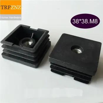 

38*38mm*M8,Black Square tube plug, With screws, adjustable,plastic plug,Non-slip, Table chair foot pad, Furniture foot support