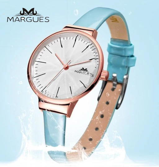 

MARGUES brand Quartz watch for women Pearl Fritillary dial Scale fashion watches Solid color slim leather strap clock 051