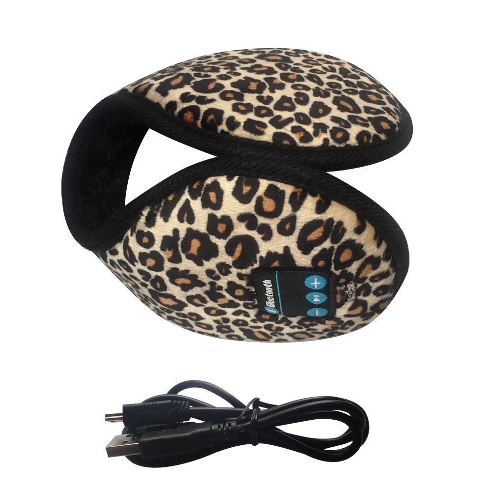 Гарнитура перезаряжаемые беспроводные наушники музыка зимние наушники теплые Bluetooth наушники для катания на лыжах Беспроводные HD стерео Встроенный динамик - Цвет: Leopard Print