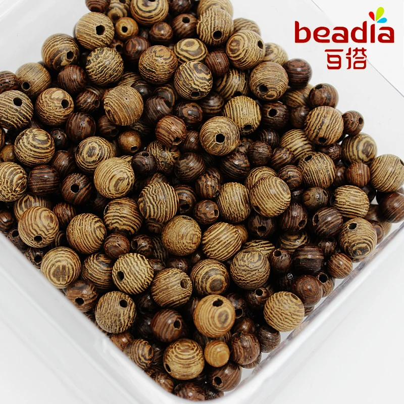 

Beads Wholesale 4 6 8mm Size 20-200pcs/Lot natural wenge wood beads for Jewelry Making Findings