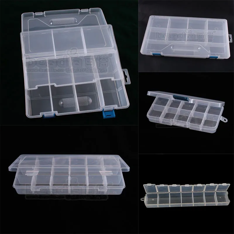 

New Practical 3.3*15cm Plastic 7 Compartment Storage Box Case Bead Rings Jewelry Display Organizer