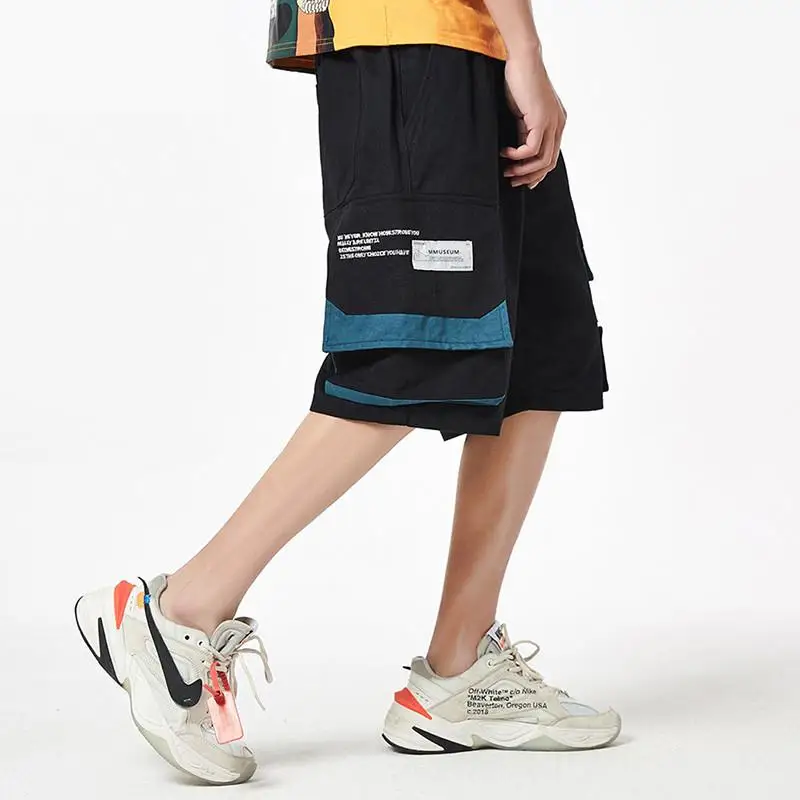 Горячая Harajuku мужские шорты для бега летние хип хоп Карго короткие мужские карманные цветные мешковатые шорты Уличная Мужская s спортивные шорты