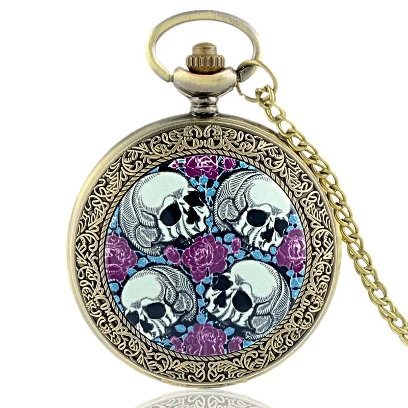 Best Selling Skull Skeleton Pocket & Fob Watches Bronze Antique Retro