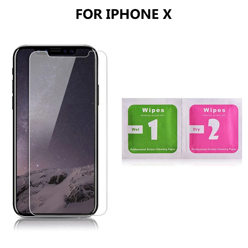 

Wholesale 10pcs Screen Protector for iPhone X Tempered Glass Protector with Retail Box with Wipes for iPhone 8 Plus