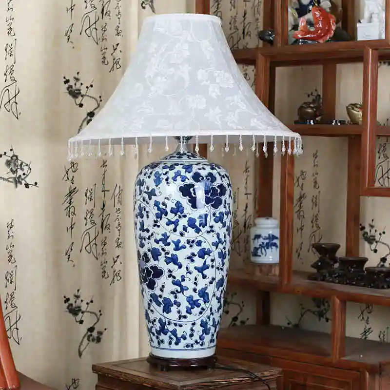 China Antique Living Room Vintage Table Lamp Porcelain Ceramic Table Lamp wedding decoration table lamp ceramic base blue and white (2)