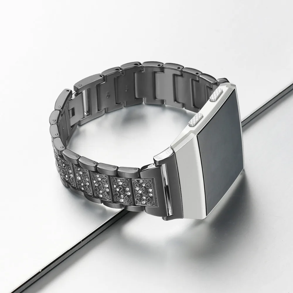 Metal Bands for Fitbit Ionic Replacement Band stainless steel with Rhinestone Bling Adjustable Bracelet  (16)
