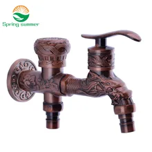 SPRING SUMMER Long garden double use Bibcock faucet tap crane Antique Finish Wall Mount Washing Machine Water Faucet Taps