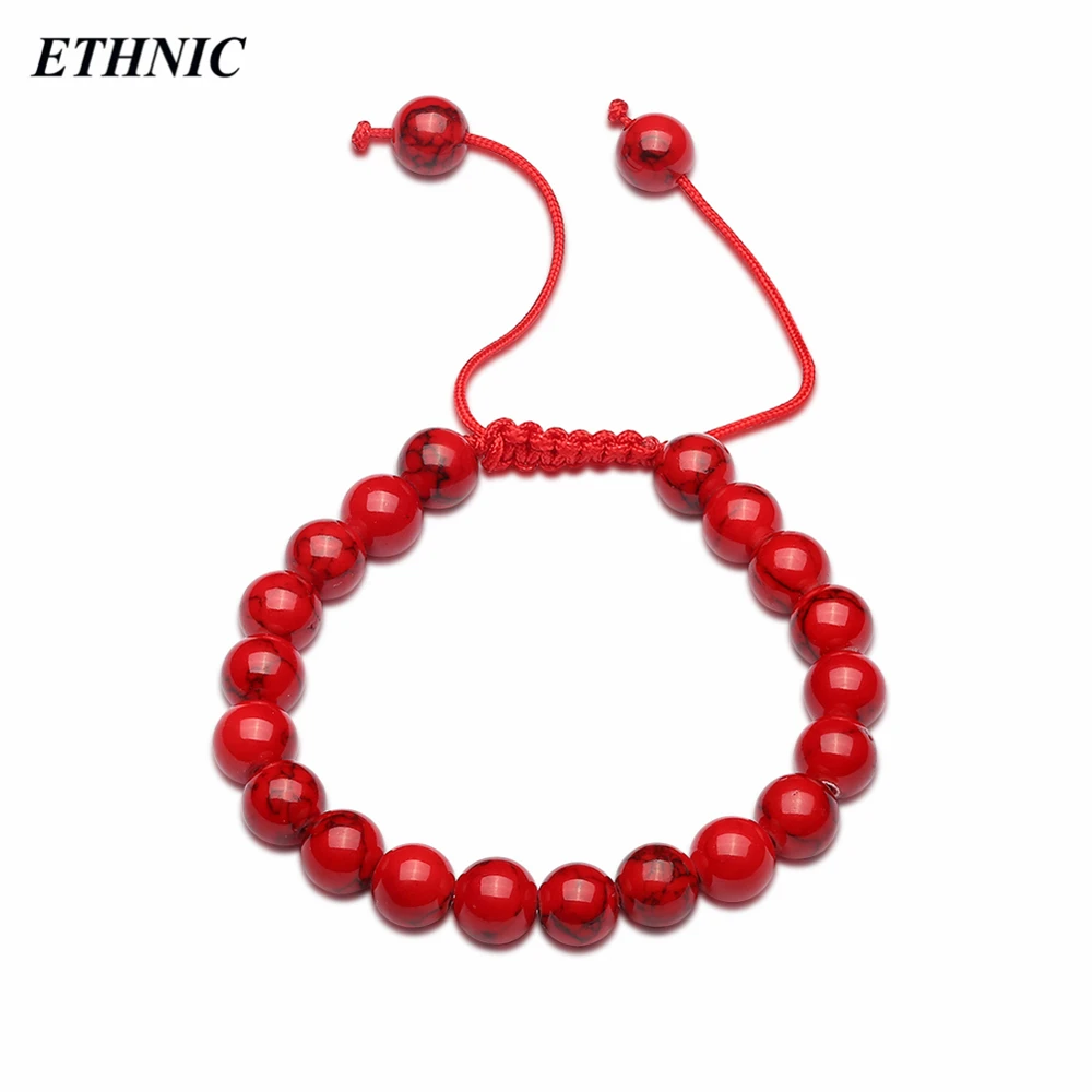 

2018 ETHNIC Round Natural Stone Beads Red String Chain Bracelets for Women Fashion A Bracelet Thread Adjustable Length