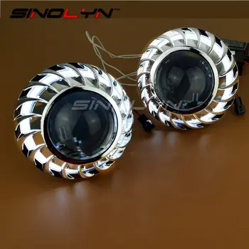 

Sinolyn Bi-xenon Lens H7 H4 Projector Headlight Lenses 2.5 WST Angel Eyes Halo Kit For Car Accessories Retrofit Use H1 HID Xenon