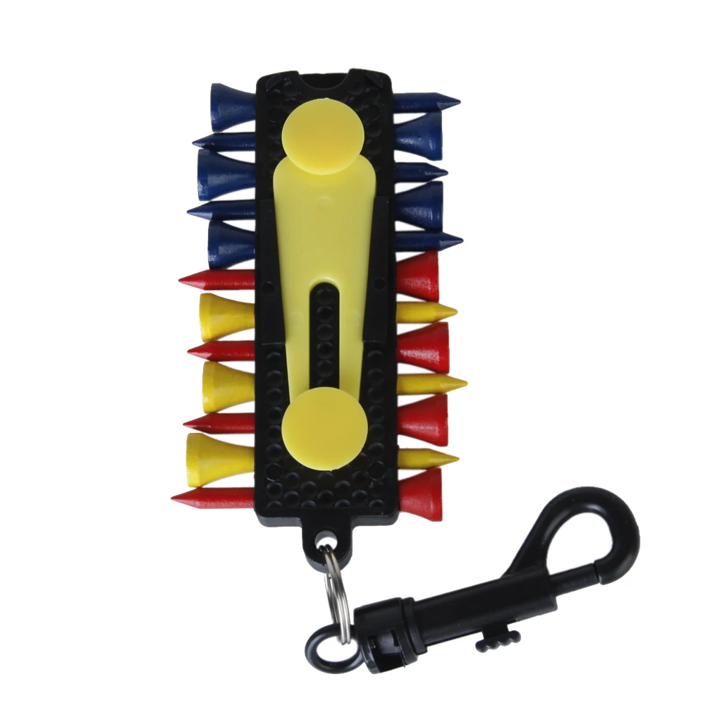 1 set Golf Tee Caddy Keeper Key Chain 12 Tees 2 Ball Markers Divot Tool Pencil Set