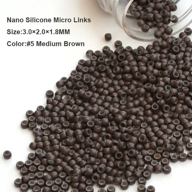 Nano Beads Silicone 3.0*2.0*1.8MM 1000Pcs/Bottle 5 Medium Brown Nano