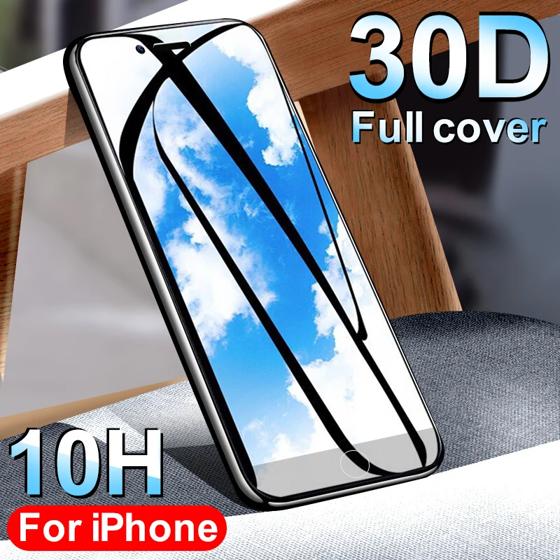

30D Full Cover Edge Tempered Glass For iphone 6 6S 7 8 Plus Screen Protector Glass On The X XR XS MAX 8 7 Plus Protective Film