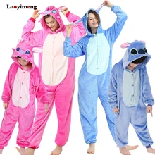Chłopiec dziewczyna Stitch jednorożec piżama Onesie dzieci Kigurumi Anime Panda Pijama zimowe ciepłe kobiety Nightie Unicornio piżamy kombinezony