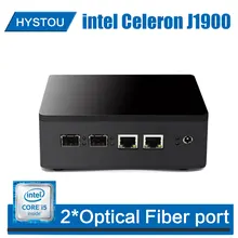 Celeron j1900 2 * porta de fibra óptica mini computador do computador windows 7 quad core micro computador linux vga nettop fibra gigabit ethernet