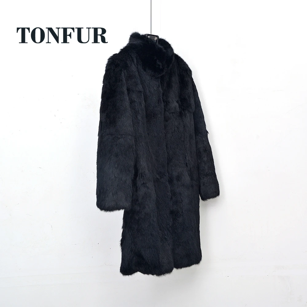 

2019 Long Overcoat Wholesale Retail Factory Price Free shipping Vintage Mandarin Real Rabbit Fur Long Coat Customize Big WSR264