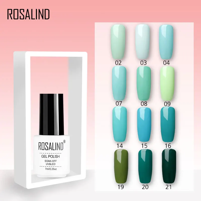 

ROSALIND 7ml Green Color UV Nail Gel Polish set for manicure Gel Varnish Soak Off UV White Bottle Semi Permanent Nail Art