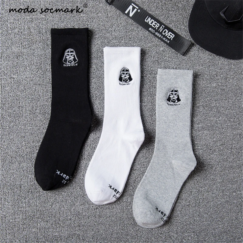 Moda sockmark, новые носки, мужские однотонные носки, длинные носки для скейтборда, носки в стиле хип-хоп, Meias, Звездные войны, с вышивкой, унисекс, Harajuku, Calcetines
