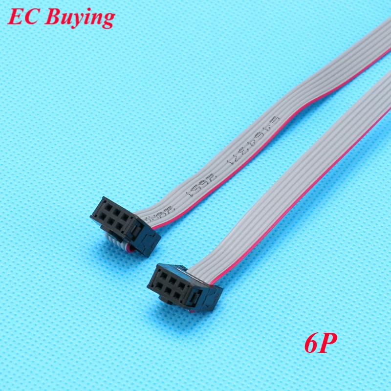 

5pcs FC-6P 6 Pins 2.54mm Pitch JTAG AVR Download Cable Wire Connector Gray Flat Ribbon Data Cable 28AWG 300V 30cm