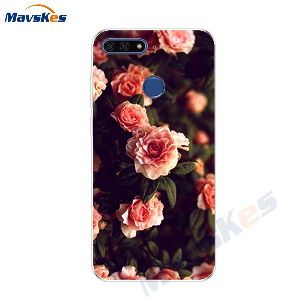 Чехол для Huawei Honor 7C мягкий чехол из силикона и ТПУ с цветами 5 7 дюйма задняя крышка