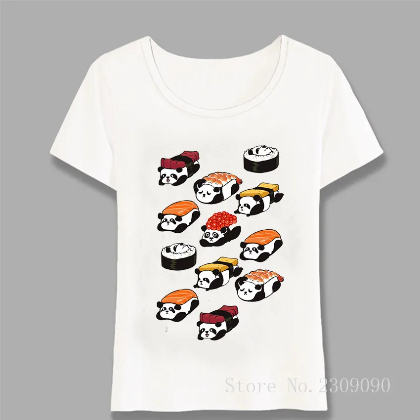 

Sushi English Bulldog T-Shirt Sushi Schnauzer t-shirt Cute Sushi Panda Design Women Tops Summer Ladies Casual Tee Harajuku
