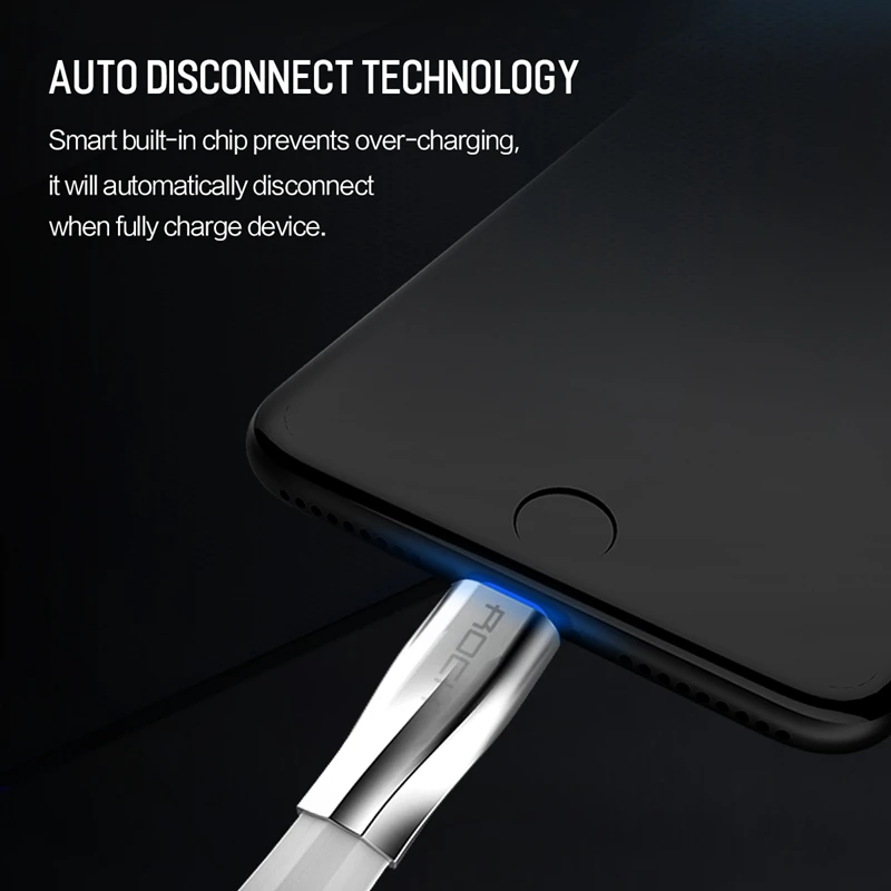 Usb кабель с автоматическим разъединением для iPhone 6 ROCK 1 м цинковый сплав 2 А макс.