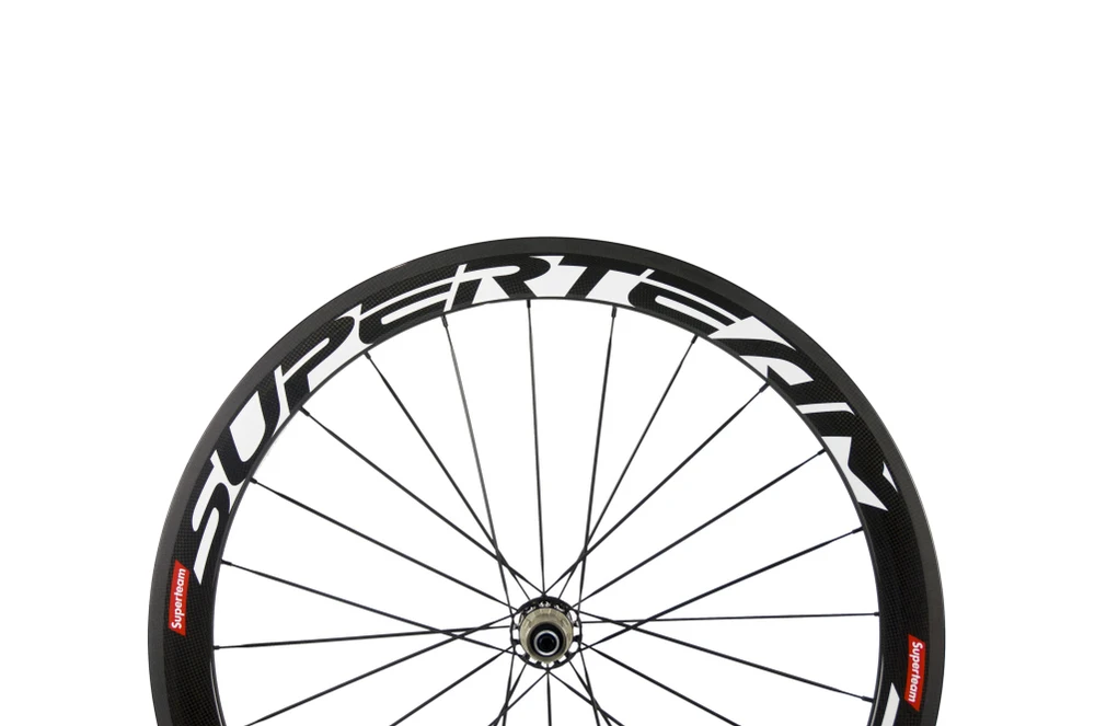 Top Superteam 50mm carbon wheels 700c clincher 23mm road bike wheelset in glossy finish with powerway hub 6