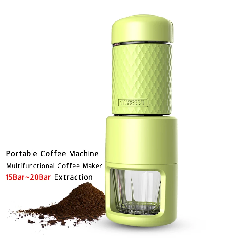 

Italian Coffee Machine Hand Pressure Coffee Maker Outdoor Travel Portable Manual Espresso Machine 15-20Bar 80ml Green STARESSO 2