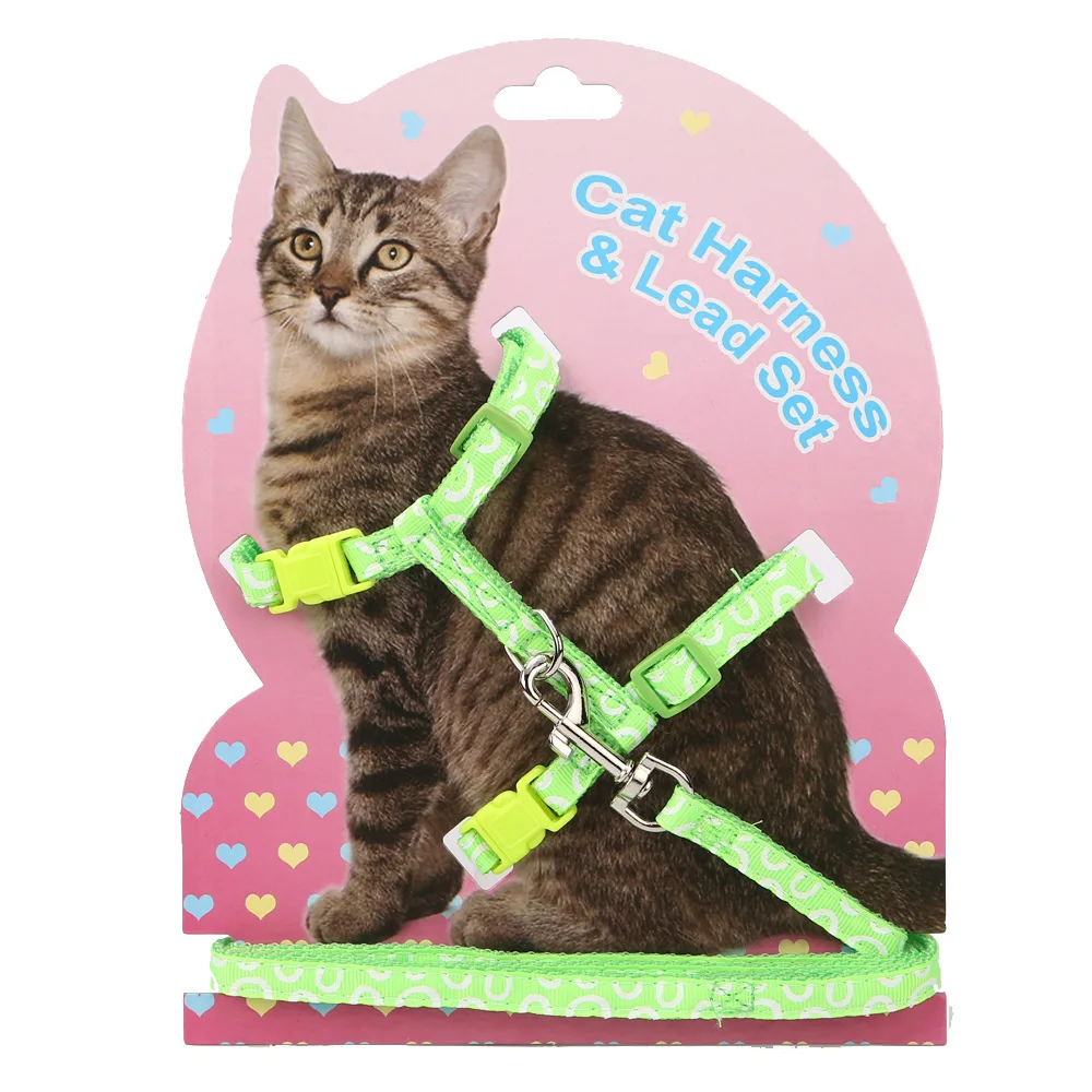 Cute Cat Dog Collar Harness And Leash Adjustable Nylon Pet Traction Cat