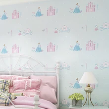 Pink Princess Room Nonwoven Wallpaper 3D Bedroom Wallpaper Girl Cute Cartoon Castle Background Wall Paper Roll children s room wallpaper boy bedroom lovely warm cartoon girl princess room pure paper environmental protection star wall paper