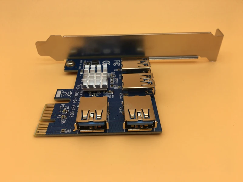 PCIe 1 до 4 PCIe 16X Riser Card PCI-E 1X до 4 USB 3,0 PCI-E Riser адаптер Порт мультипликатор карта для BTC Bitcoin Miner Майнинг