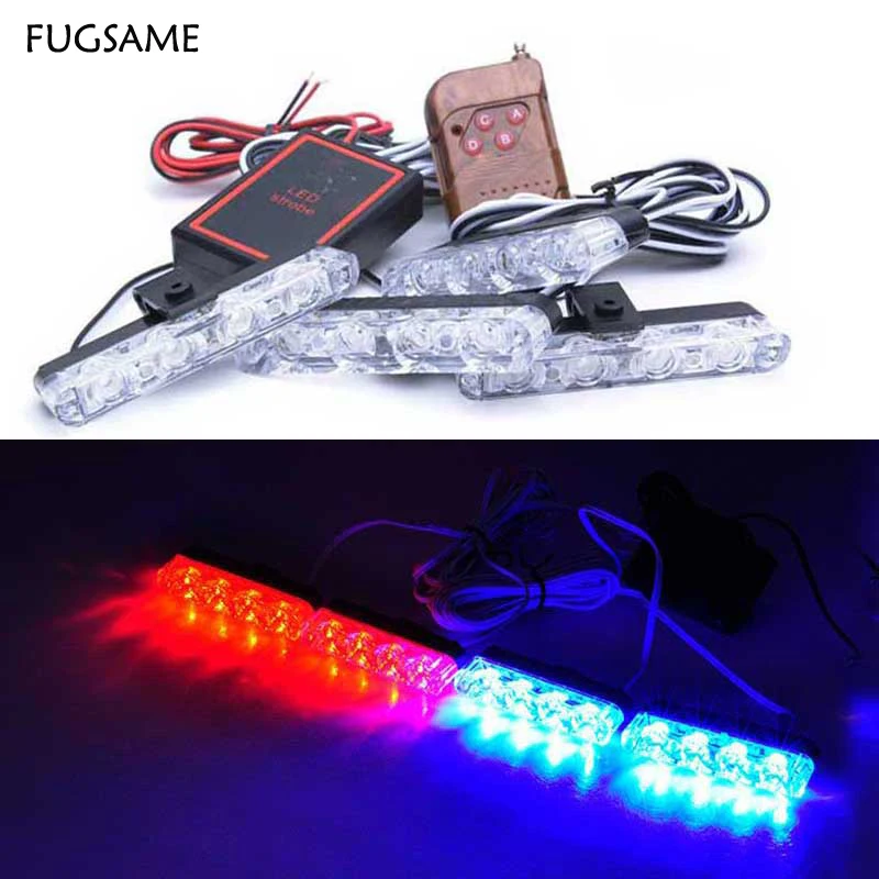 

Wireless 4x4 16LED 16W High power Auto Emergency Warning Car driving LED Lamp daytime running caution light DRL Red blue strobe