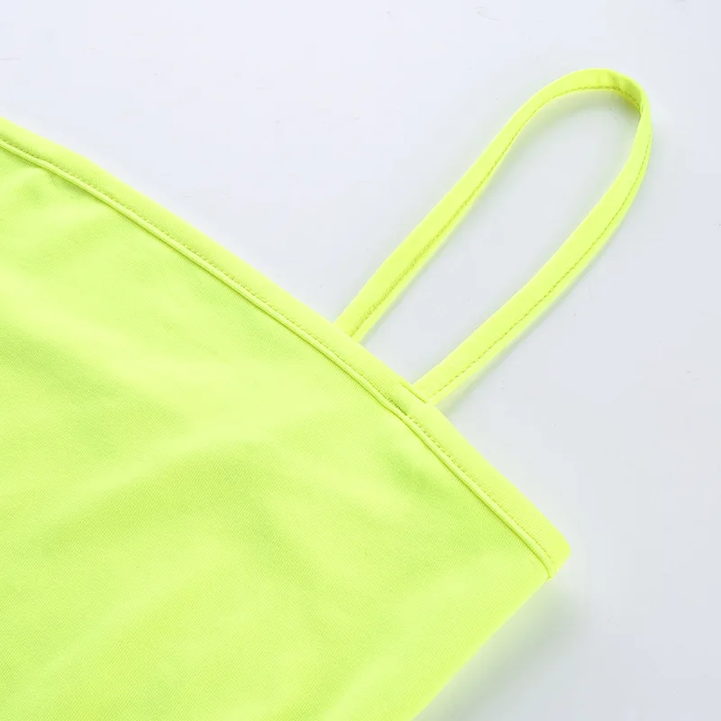 Dotrend 2019 женский топ Облегающий комбинезон с цепочкой тела женские летние неоновые зеленые сексуальные боди на бретельках с открытой спиной