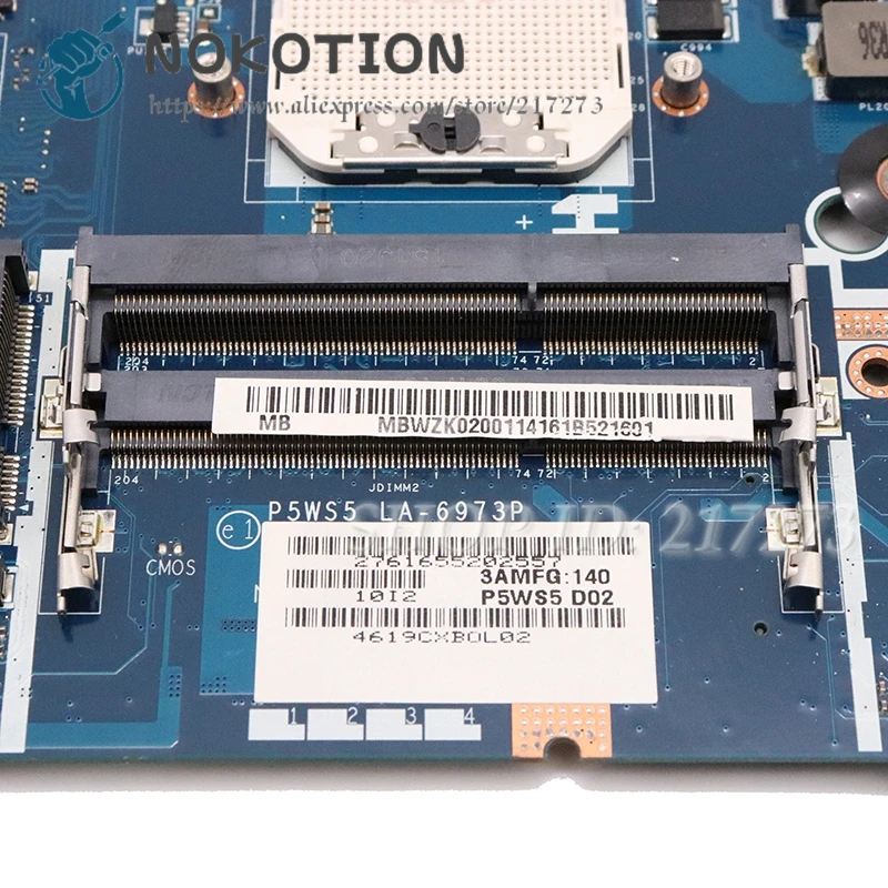 Reviews  NOKOTION P5WS5 LA-6973P For Gateway NV55 NV55S laptop motherboard MBWZK02001 MB.WZK02.001 HD6700M g