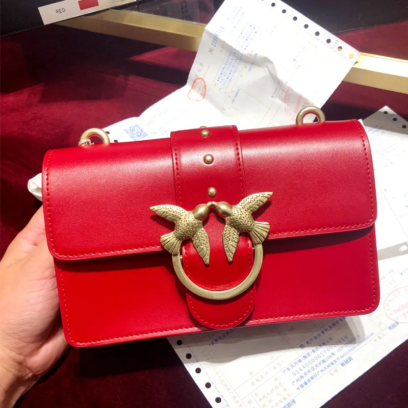 

Genuien Cow Leather Swallow Bag Women Fashion Red Shoulder Bags Designer