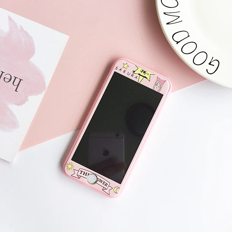 Для iPhone 8/8 plus Captor SAKURA Чехол+ пленка для экрана из закаленного стекла, супер милый мягкий чехол для iPhone 7 plus 6 6S plus Fundas