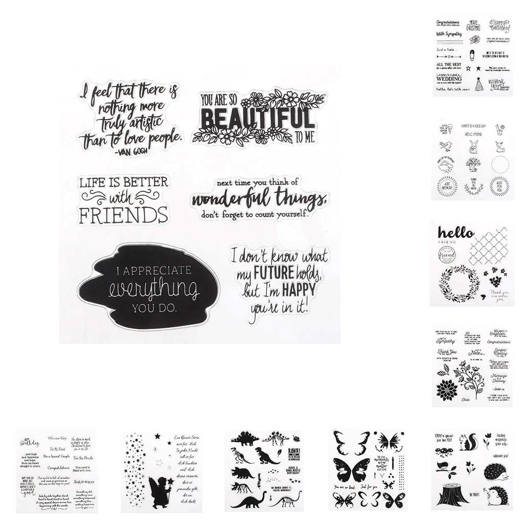Many Style Butterfly Flower Best Wishes Clear Rubber Stamps for Card Making Decoration Scrapbooking Photo Album Diary