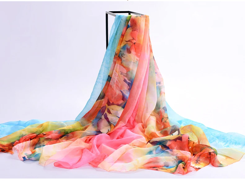 

145x200cm super soft printed chiffon fabric artificial Silk scarf ancient costume dress skirt clothing fabric FG06