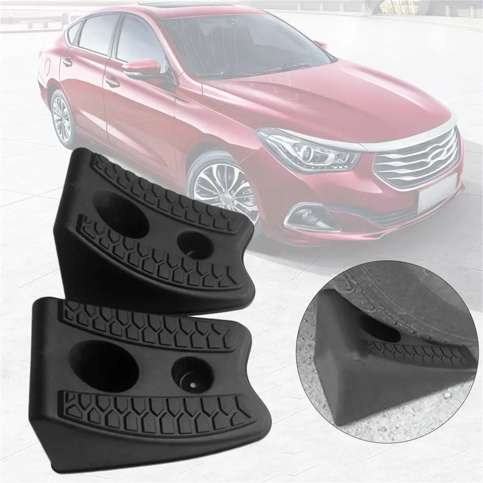 

2pcs/set Car Auto Anti-slip Block Rubber Car Tyre Slip Stopper Control Wheel Alignment Block Tire Support Pad