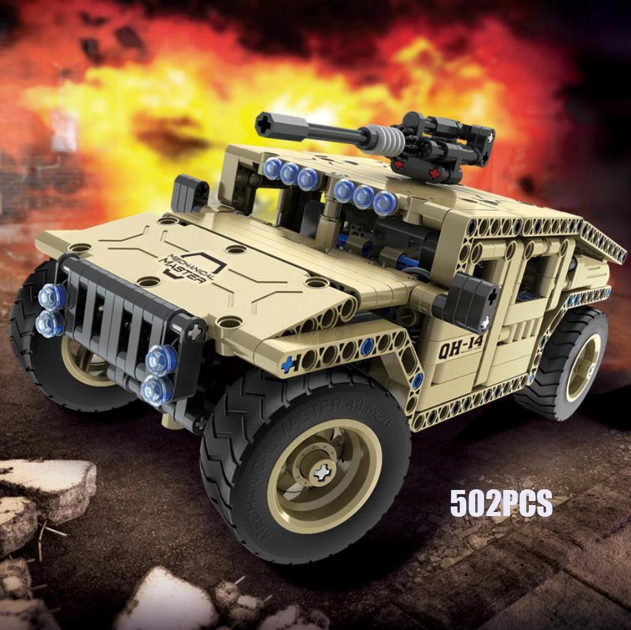 

Modern military Hummer armored vehicle 2.4GHz radio remote control building block model bricks rc car toys collection for gifts