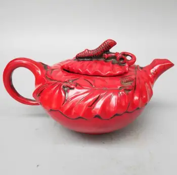 

Chinese imitation resin insect lid leaf form teapot crafts statue